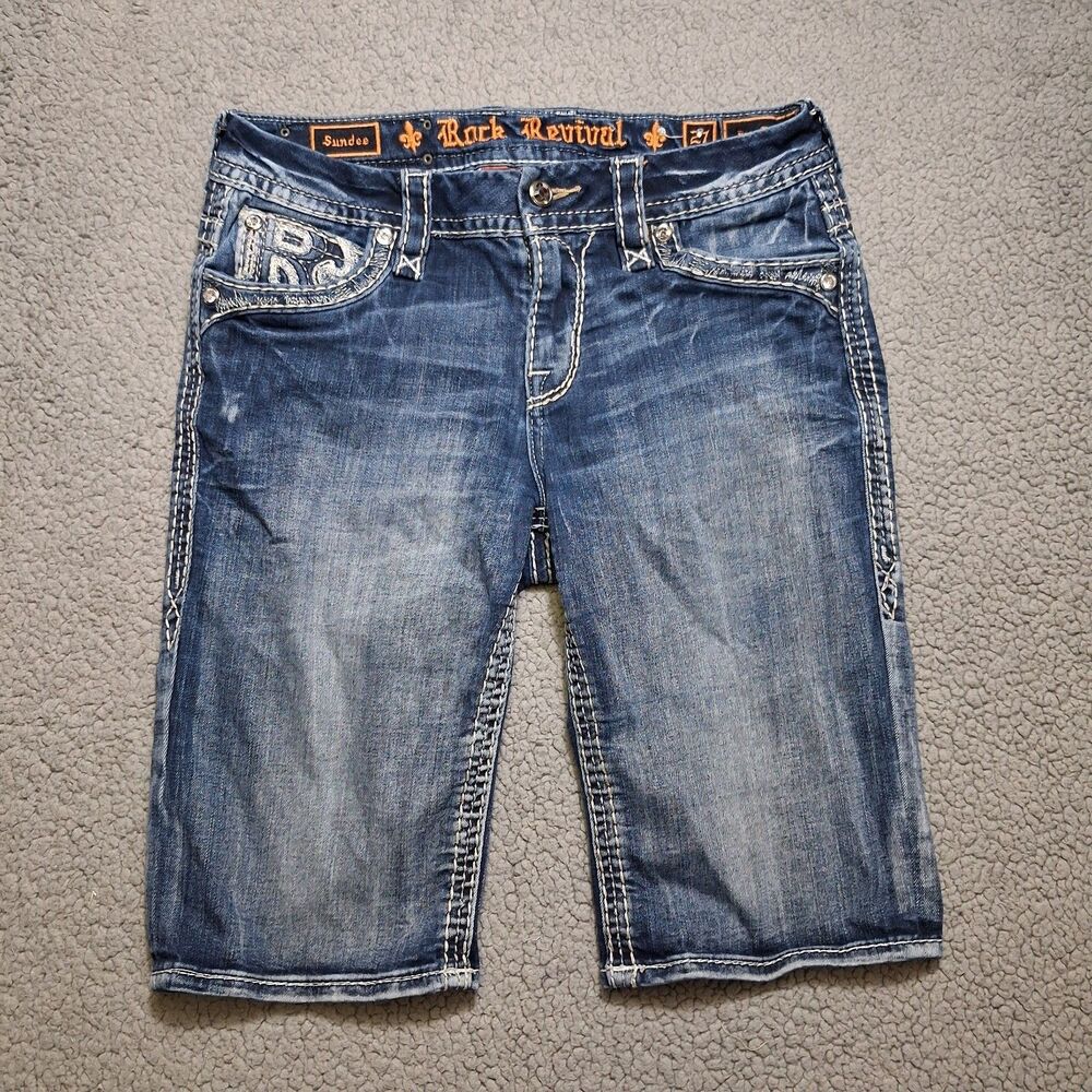 Womens‎ Rock Revival Sundee Easy Bermuda Shorts Size 27 (acutal waist 31) Bling